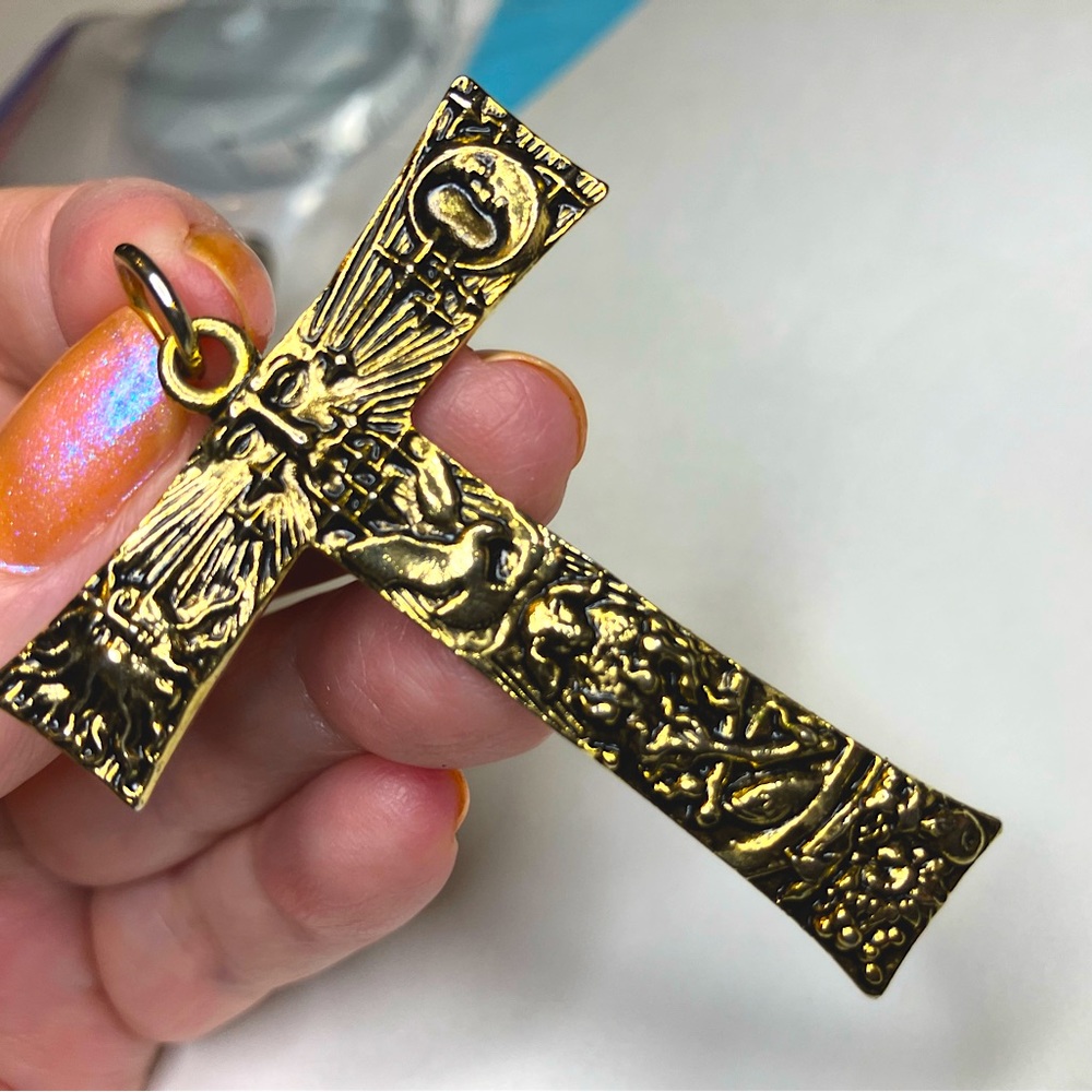 Large Vintage Bronze Franciscan Cross St.Francis Of Assisi Crucifix.